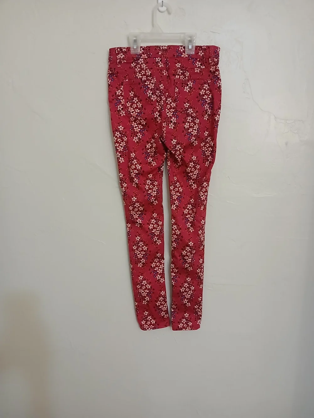 Old Navy Youth Girls Adjustable Waist Hot Pink Floral Stretch Jeans 16 Regular
